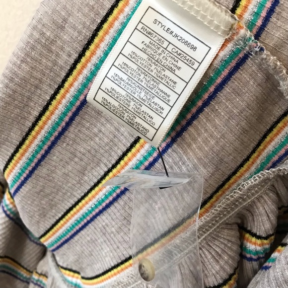 Jack by BB Dakota • M • Striped Ribbed Faux Button Short Dress Flounce Ruffle - Picture 4 of 4